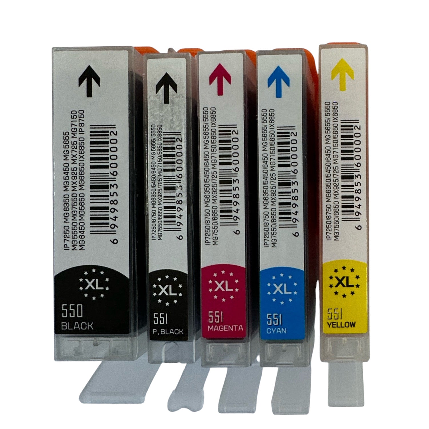 Softech XL PGI-550/CLI-551 kompatibler Komplettsatz  PBk,Bk,C,M,Y - 5 Patronen