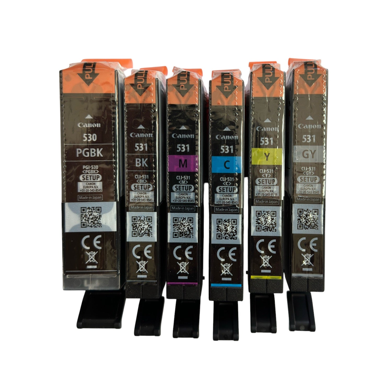 Canon PGI 530 CLI 531 Setup Original Tintenpatronen für PIXMA TS8750 TS8751 ohne Blisterverpackung, fotoschwarz, cyan, magenta, gelb, textschwarz, grau, Standard
