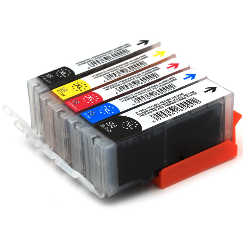 Softech XL PGI-550/CLI-551 kompatibler Komplettsatz  PBk,Bk,C,M,Y - 5 Patronen
