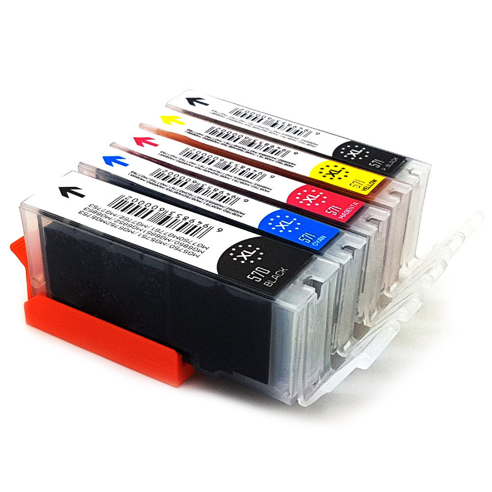 Softech XL PGI-570/CLI-571 kompatibler Komplettsatz  PBk,Bk,C,M,Y - 5 Patronen