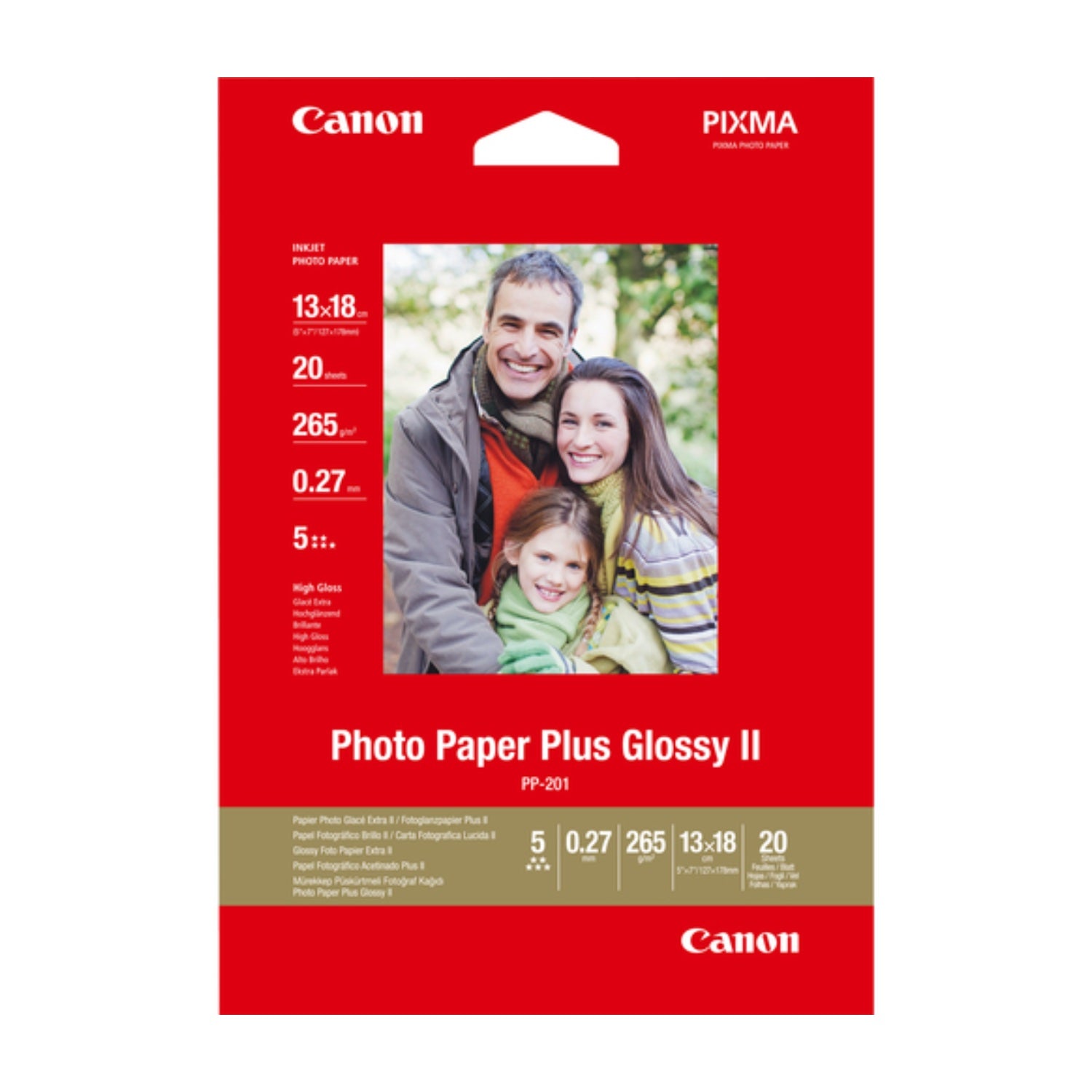 Canon Fotopapier PP-201 13 x 18cm hochglänzend 265 g/qm 20 Blatt (2311B018)