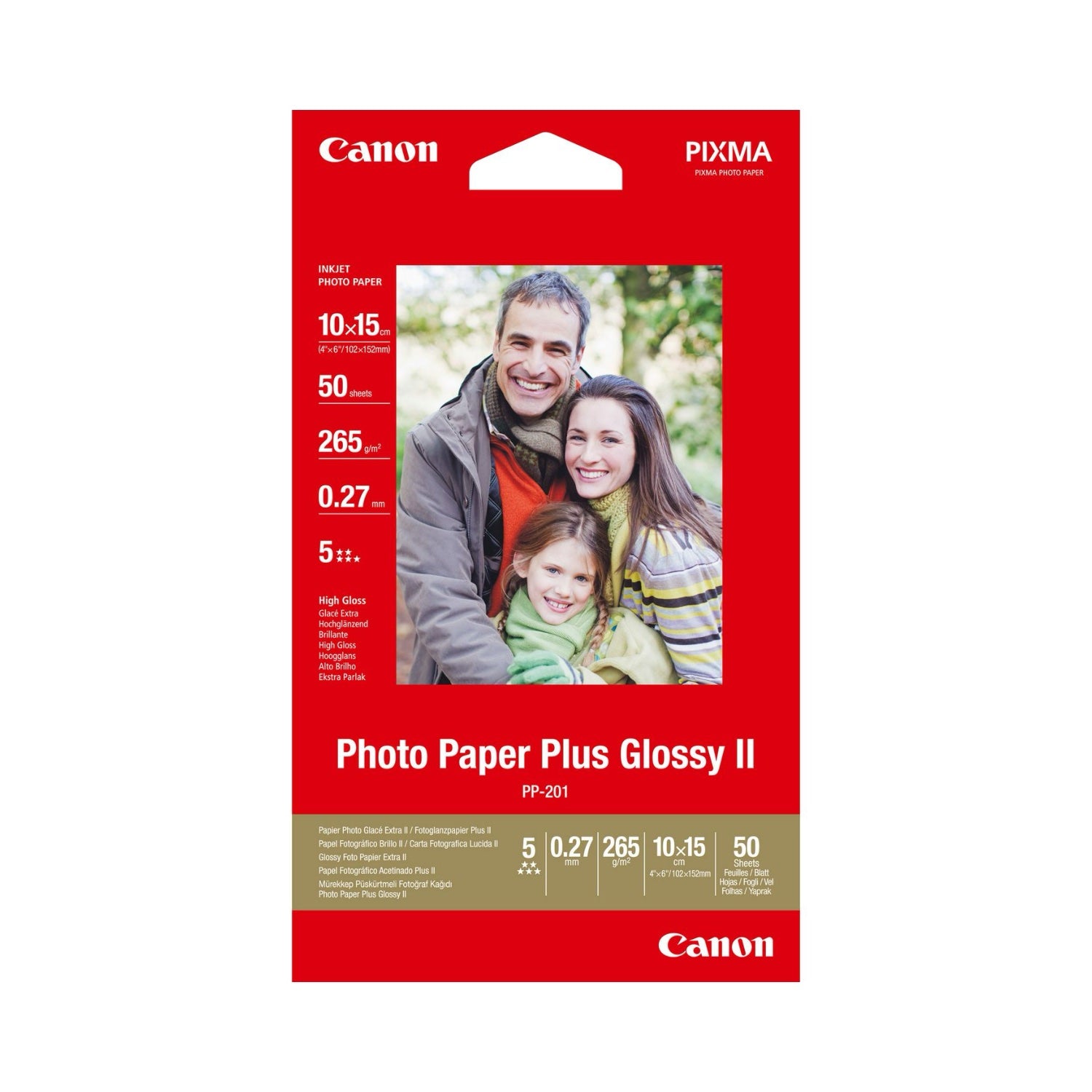 Canon Fotopapier PP-201 10,0 x 15,0 cm hochglänzend 265 g/qm 50 Blatt