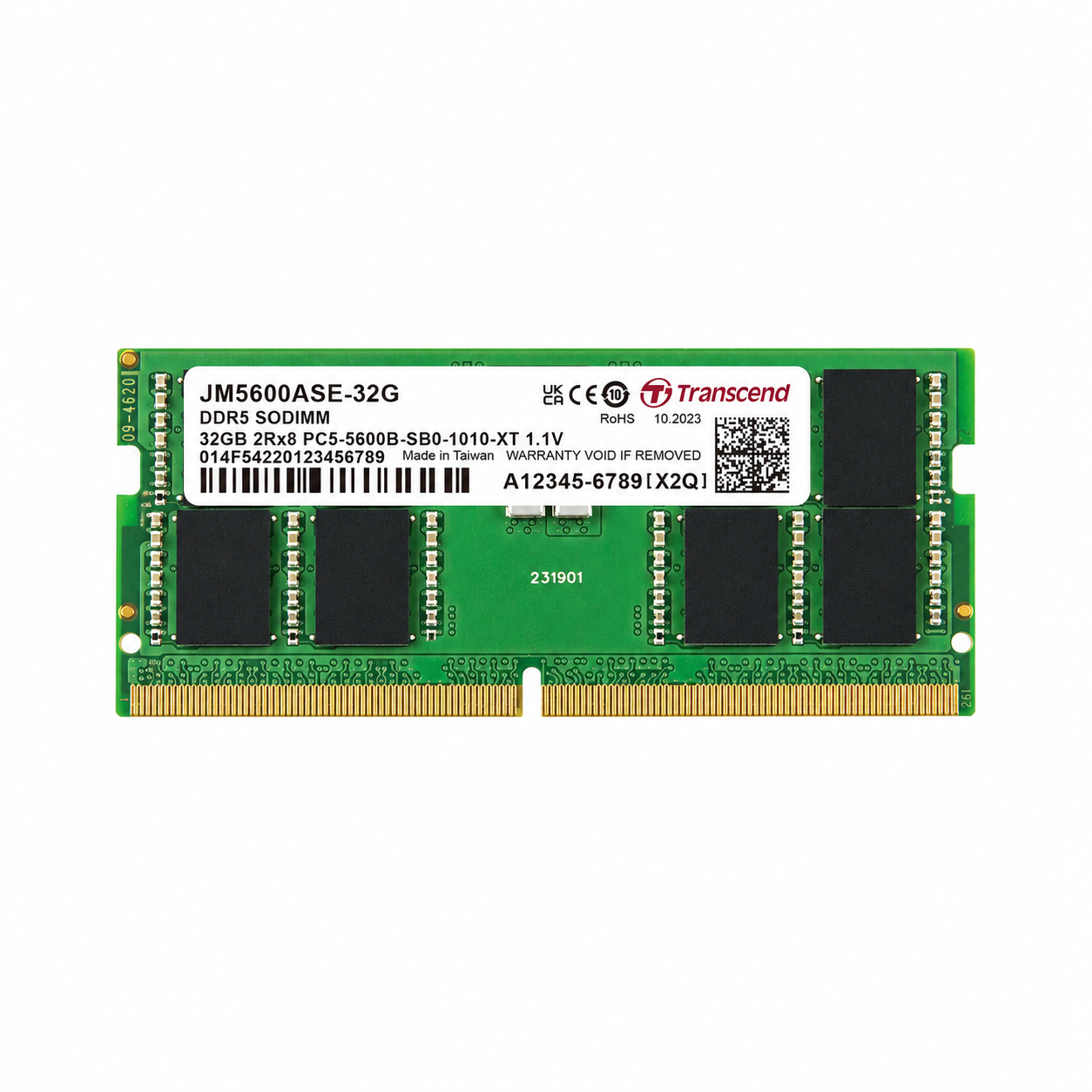 TRANSCEND 32GB JM DDR5 5600 SO-DIMM 2Rx8 2Gx8 CL46 1.1V - 32GB DDR5 SODIMM 5600MHz